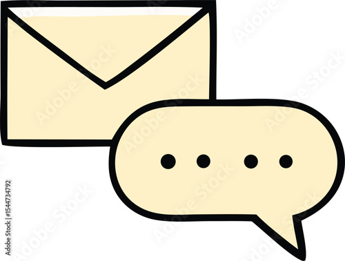 Cartoon illustration of an envelope with a speech bubble indicating a message reply or email response