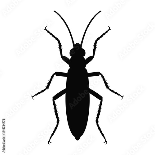 Black Cockroach Silhouette Insect Vector Graphic white background