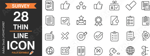 Survey thin line icons isolated on white background