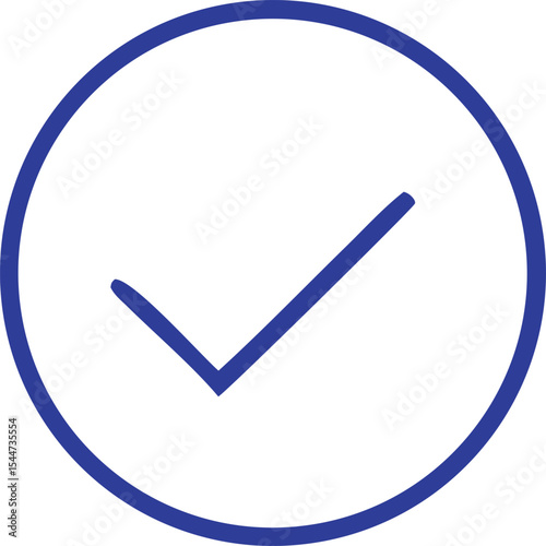 A simple blue checkmark icon inside a circle for approval or completion