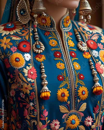 traditional-dress,embroidered-dress,closeup-embroidery,mirror-work,fabric-details,ethnic-attire,handcrafted-garment,intricate-design,artisan-work,boho-style,cultural-fashion,embellished-dress,traditio