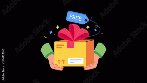 Free Delivery 2D Flat Animations on Transparent background