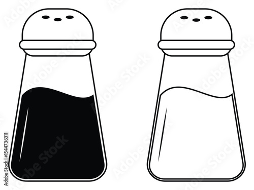 Salt and pepper shakers icon, vector design. Silhouette of  salt shakers and pepper symbol and sign. Vector illustration.