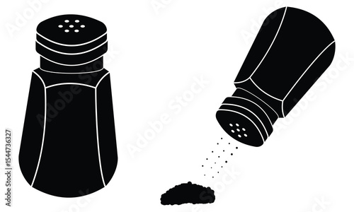 Salt and pepper shakers icon, vector design. Silhouette of  salt shakers and pepper symbol and sign. Vector illustration.