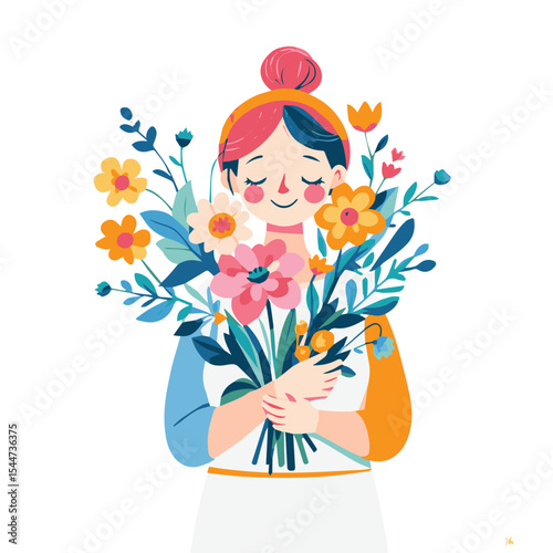 woman with flowers