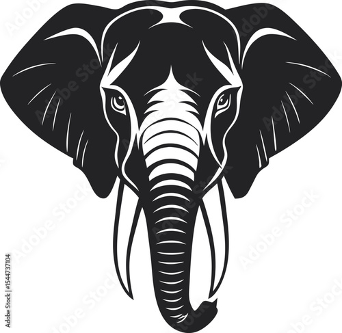 This collection of black and white images depicts various illustrations of elephants, some in profile, others with detailed textures, and some appearing to be part of a larger design or pattern.