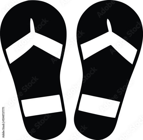 Simple black and white flip flop icon pair for summer designs