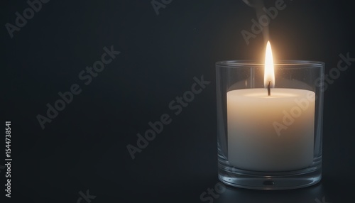 Single White Candle Flame Glowing in Darkness, 32k Resolution