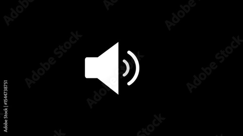 Showing a white sound icon on a black background 4k