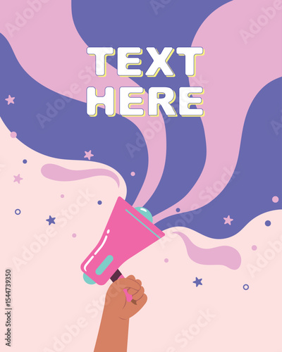 vector illustration of announcement by hand holding speakerphone concept. Banner with speakerphone for community concept.