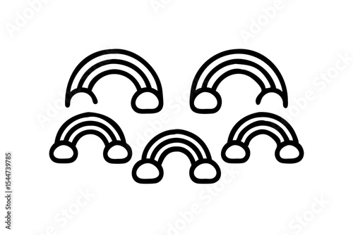 Rainbow icon set, line art and outline vector icon