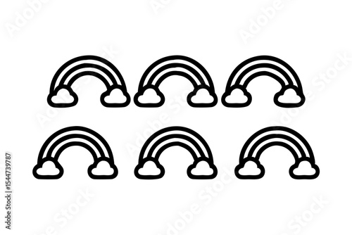 Rainbow icon set, line art and outline vector icon