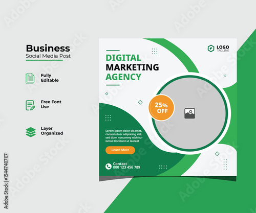 Clean Digital Marketing Agency Social Media Post Template
