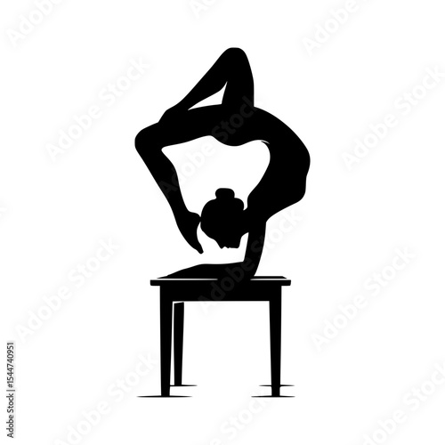 Silhouette of a woman performing a tabletop yoga pose