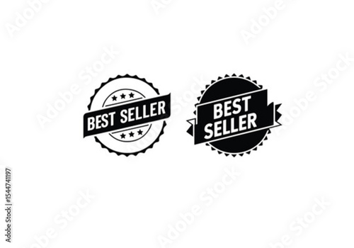 Best Seller Seal Badges Set | Vector Ribbons and Circular Stamps for Product Sales and Achievement Recognition