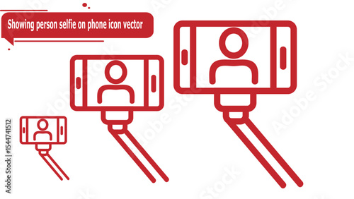 Showing person selfie on phone icon vector