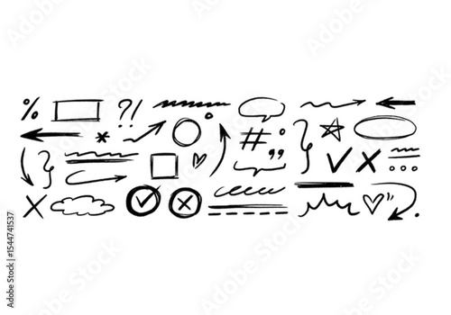 Hand Drawn Doodle Set with Arrows, Shapes, and Symbols | Sketchy Vector Elements for Infographics, Web Design and Creative Projects
