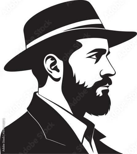 Collection of Stylish Bearded Man Portraits Featuring Modern Haircuts, Facial Hair, and Vintage Hat Fashion in Black and White Art
