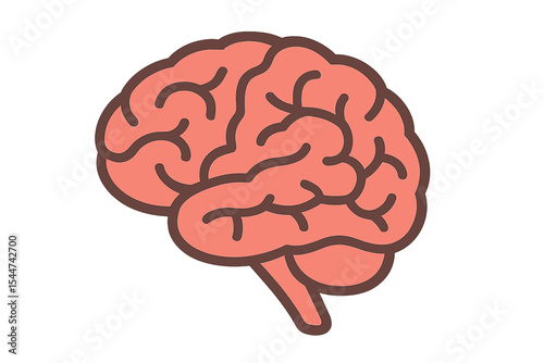 Flat vector icon of brain or mind side view for use in medical apps and websites