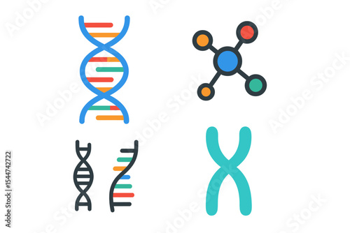 The DNA Icons set features a DNA Structure molecule icon, a Vector molecule, and a Chromosome icon