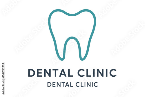 The logo for a dental clinic features an abstract tooth design in a linear style, symbolizing the field of stomatology