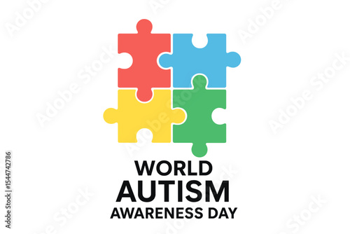World autism awareness day is represented by a colorful puzzles vector background, which serves as a symbol of autism in medical flat illustration for health care