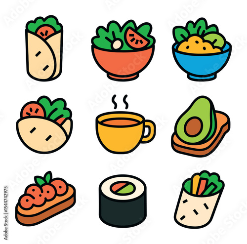 Colorful Lunch Icons