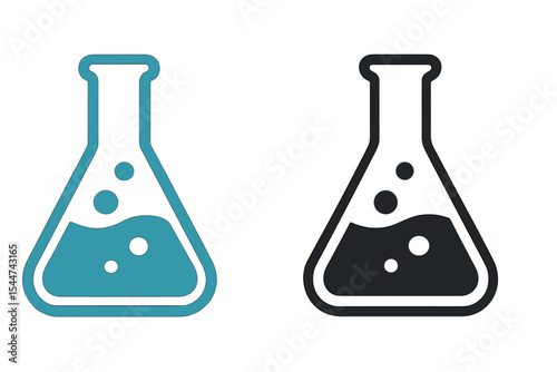 The icon for a Vector lab flask is available in a two-tone version set against both black and white backgrounds