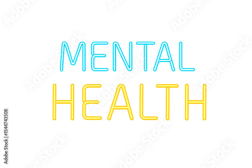 We should discuss mental health neon typography, which features isolated vector glowing handwritten lettering on a brick wall background, as a square illustration for social networks or posters