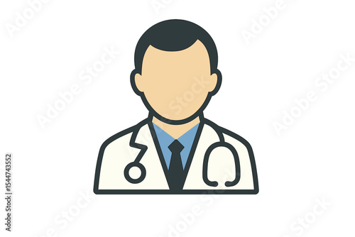 A flat icon for apps and websites representing a physician doctor who provides patient care