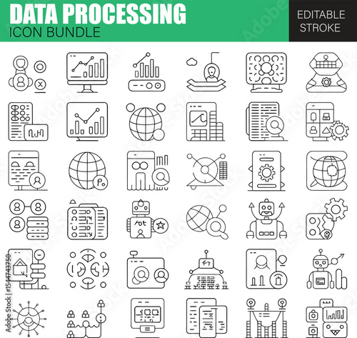 Data Processing and Computing Icons Pack – Flat Vector Design