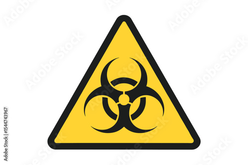 A flat vector icon representing a biohazard or biological hazard warning sign, suitable for use on apps and websites