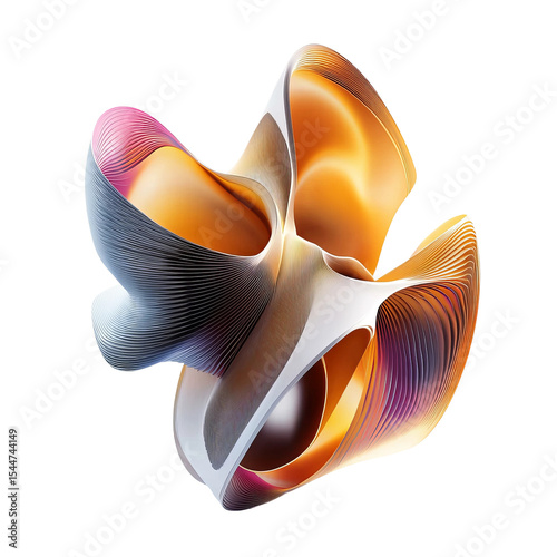 Sculptural Forms of Abstract Art: A captivating display of curvilinear shapes intertwine in a mesmerizing dance, illuminated by dynamic gradients of color. Embodying fluidity and artistic innovation.