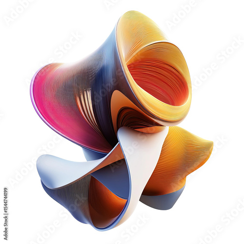 Vibrant Abstract Form: A visually striking abstract design with layered, flowing shapes in a spectrum of warm colors, creating a sense of movement and artistic elegance.