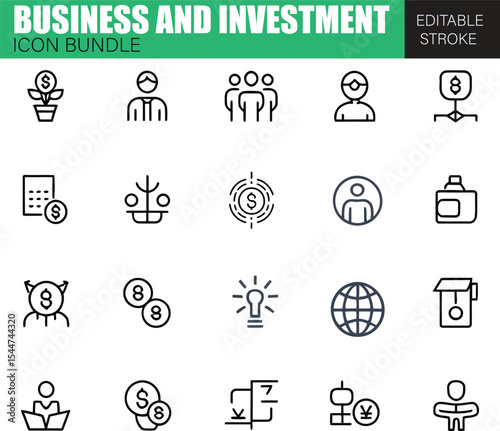 Investment and Finance Icons – Business Vector Icon Bundle