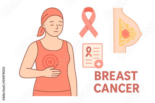 The character, a female, has been diagnosed with breast cancer and is dealing with the disease