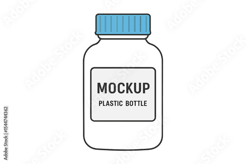 A vector illustration of a plastic bottle mockup on a white background, suitable for medical or cosmetic use, in EPS10 format