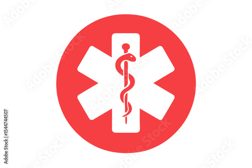 A flat icon for apps and websites representing a medical alert emergency or ems is available