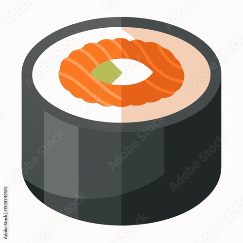 Single sushi roll salmon icon isolated on white background