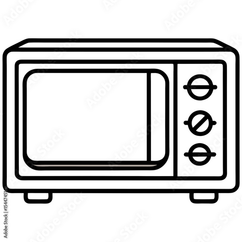 Flat Style Digital Microwave Vector – Control Panel View, No Text