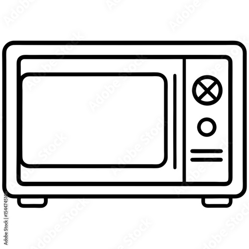 Flat Style Digital Microwave Vector – Control Panel View, No Text