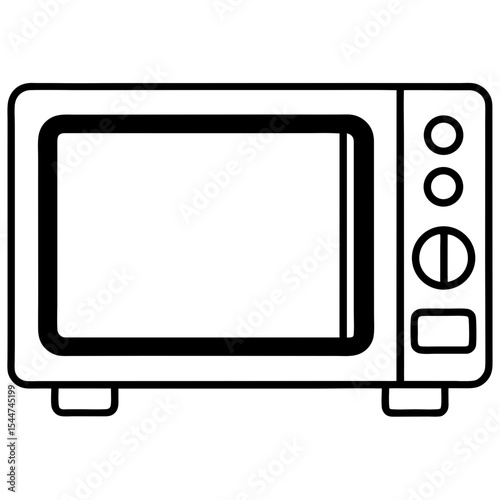 Flat Style Digital Microwave Vector – Control Panel View, No Text