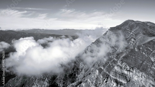 Mount Marmagna on the Parma Apennines in black and white with incoming clouds