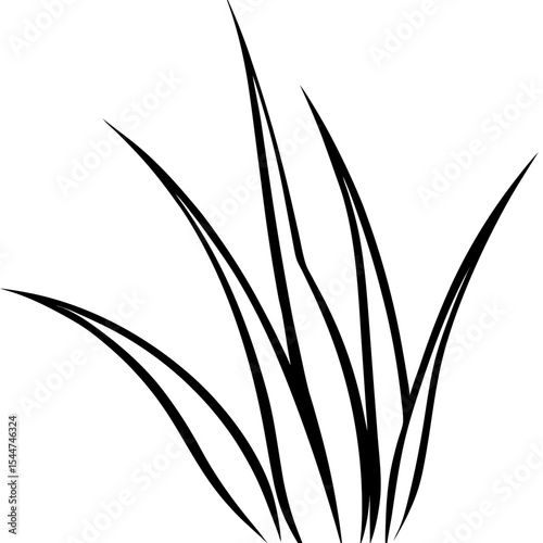 Minimal Grass Blade Outline Vector 