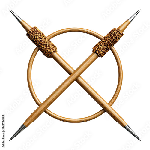 Crossed Spear Symbol: A striking studio shot of crossed spears, with the tips facing outwards, in front of a circle. Symbolic of unity.