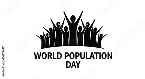 Black silhouettes of people with world population day text below them