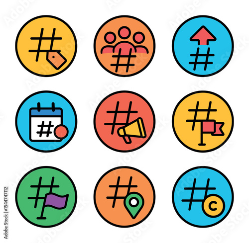 Hashtag Strategy Icons