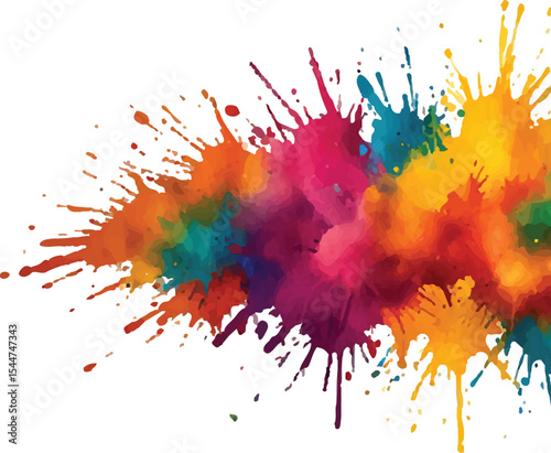 Colorful holi powder on white background. Colorful vibrant rainbow holi paint color powder explosion with bright colors isolated white background. colorful mixed rainbow powder explosion,
