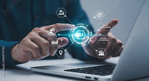 Wallpaper Mural Person using ai technology for business process optimization Torontodigital.ca