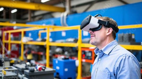 The production manager learns innovative work with a VR headset at work so that he can then help other employees.